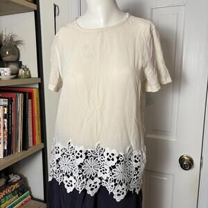Equipment Femme XS Silk Lace Trim Blouse